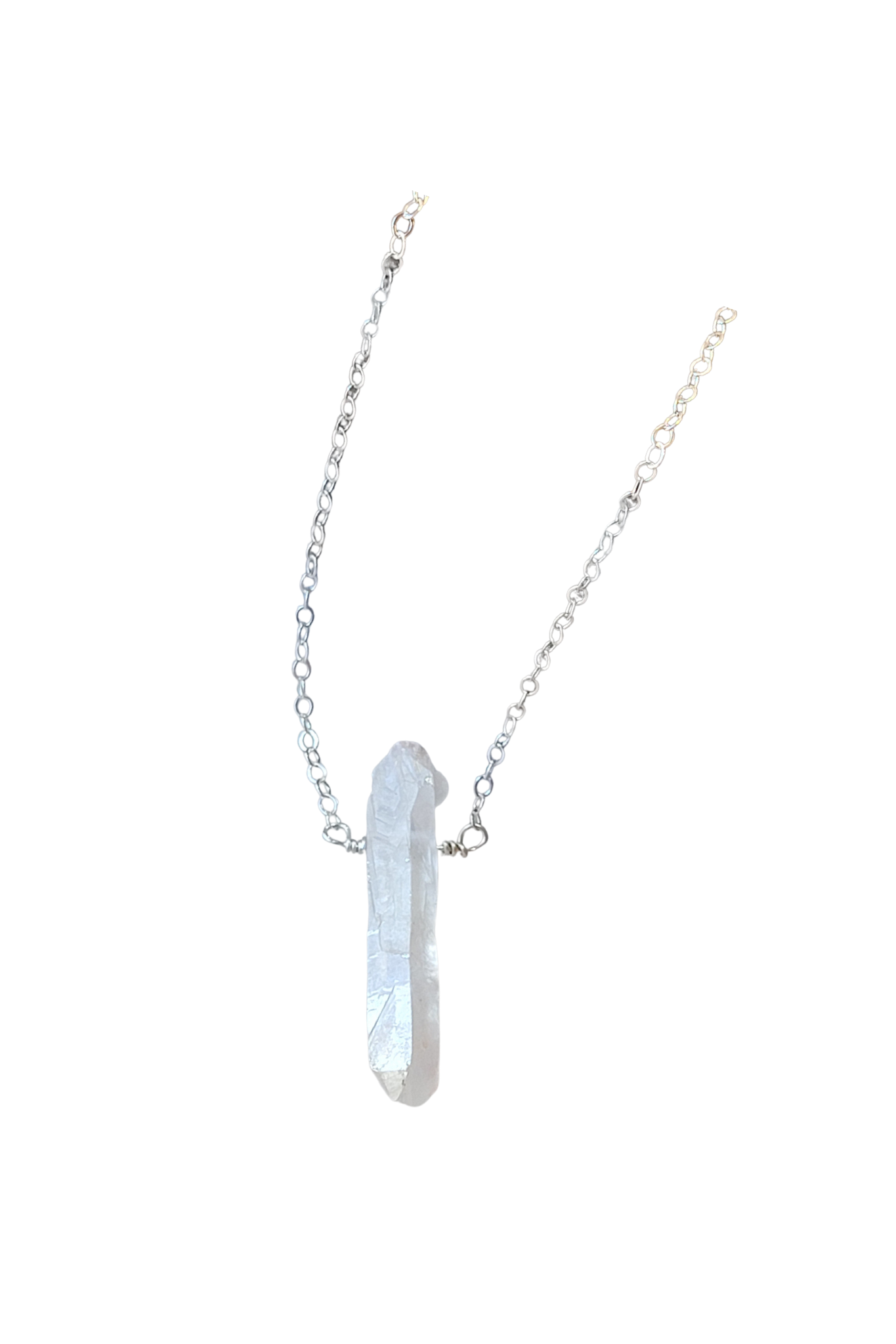 Necklace with a crystal pendant on a white background